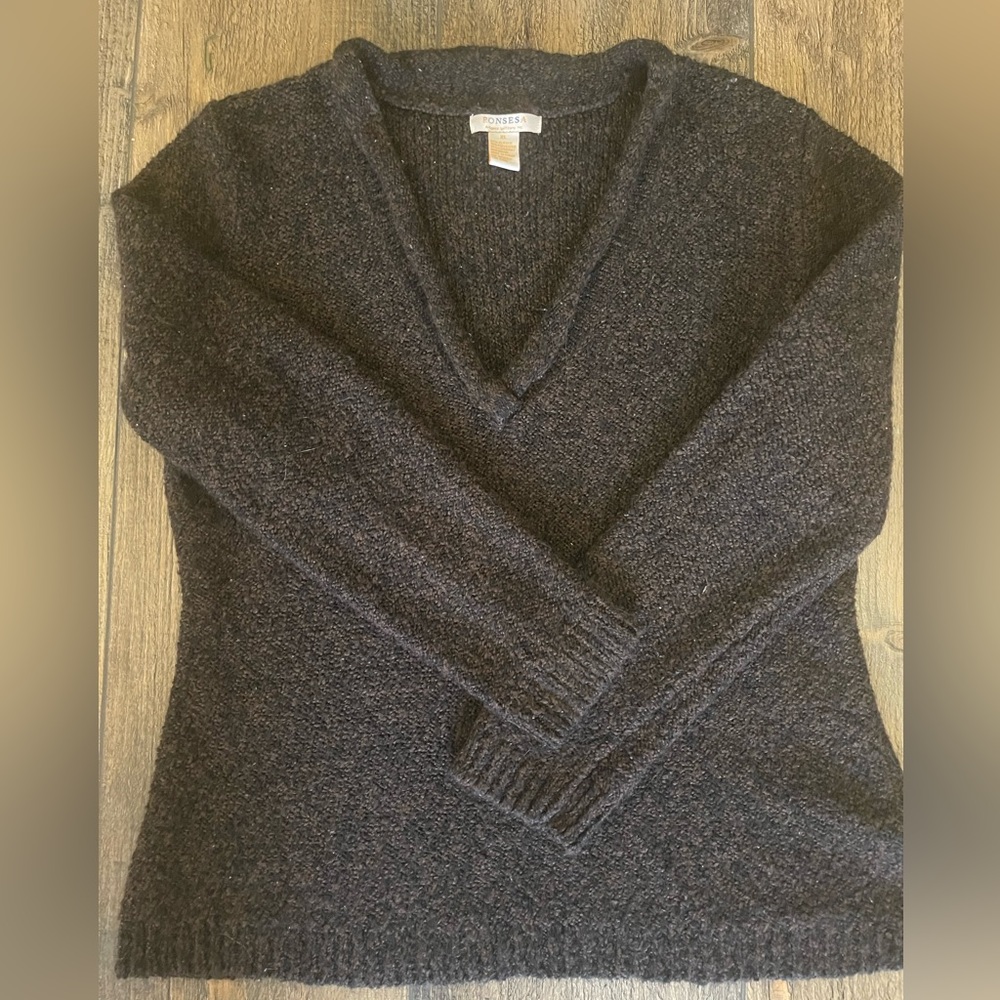 PONSESA Womens XL v-neck sweater, brown